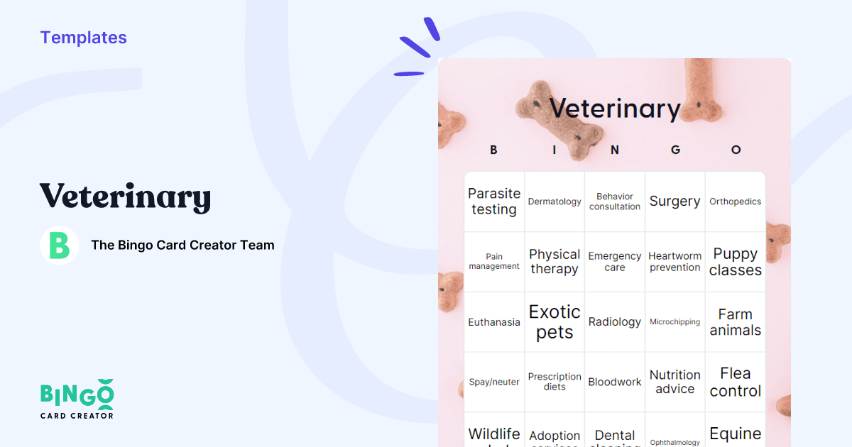 Veterinary Bingo Printable & Customizable Bingo Card Creator